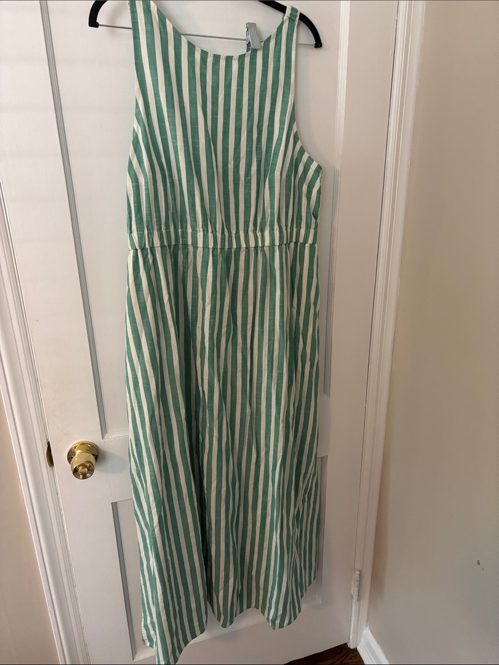 Universal Thread Green & White Vertical Stripe Midi Dress